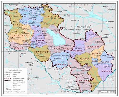Map of Armenia and Nagorny Karabakh (Artsakh)